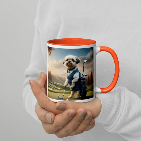 Pugapoo Golfer- Mug with Color Inside v6