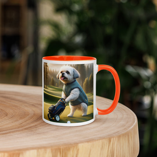 Pugapoo Golfer- Mug with Color Inside v10