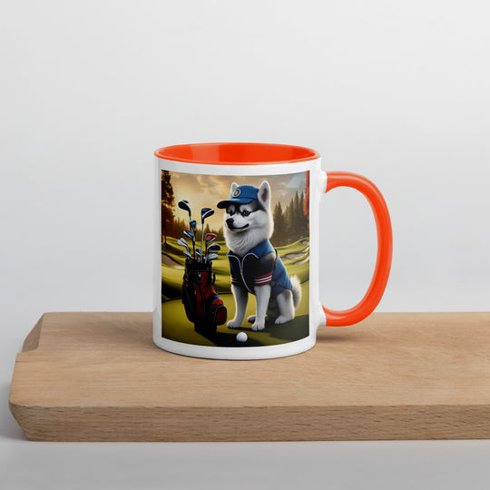 Pomsky Golfer- Mug with Color Inside v4