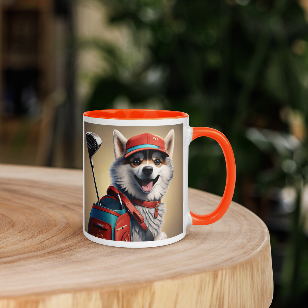 Pomsky Golfer- Mug with Color Inside v8