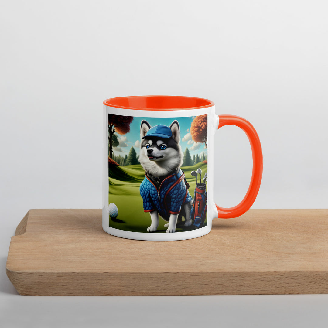 Pomsky Golfer- Mug with Color Inside v5