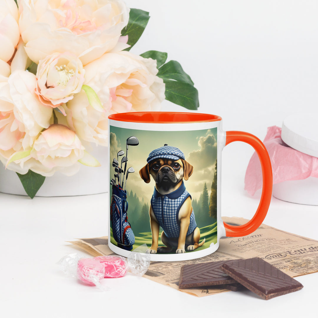 Puggle Golfer- Mug with Color Inside v7