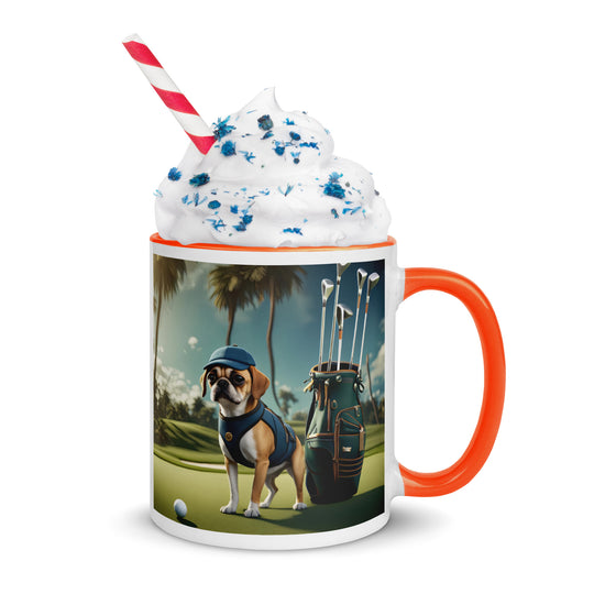 Puggle Golfer- Mug with Color Inside v13