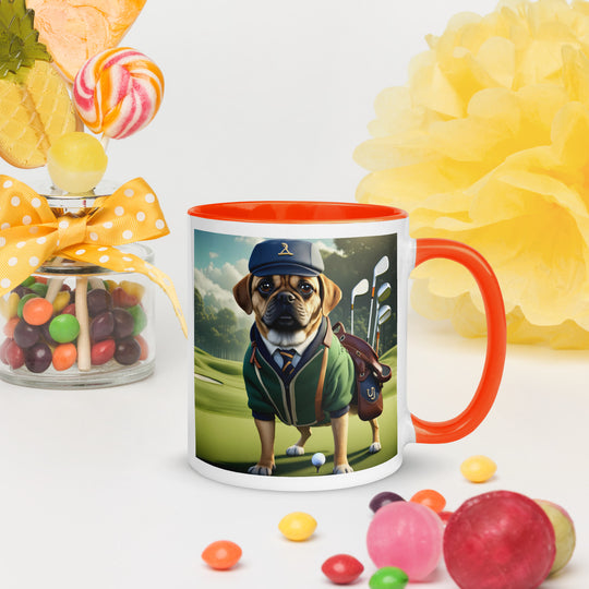 Puggle Golfer- Mug with Color Inside v16