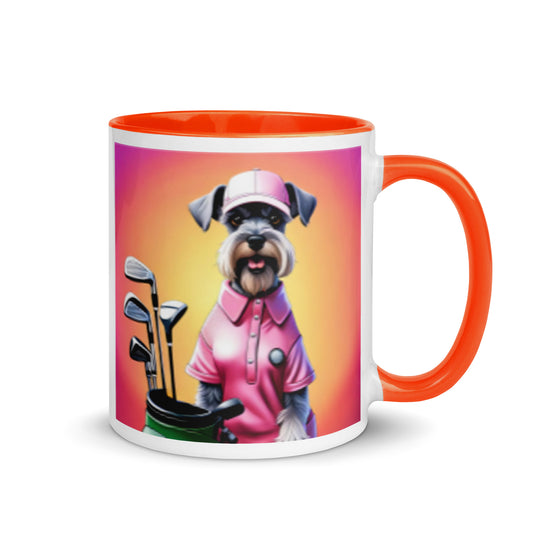 Miniature Schnauzer Golfer- Mug with Color Inside v4