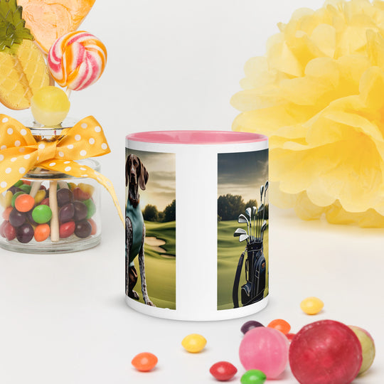 German Shorthaired Pointer Golfer- Mug with Color Inside v2