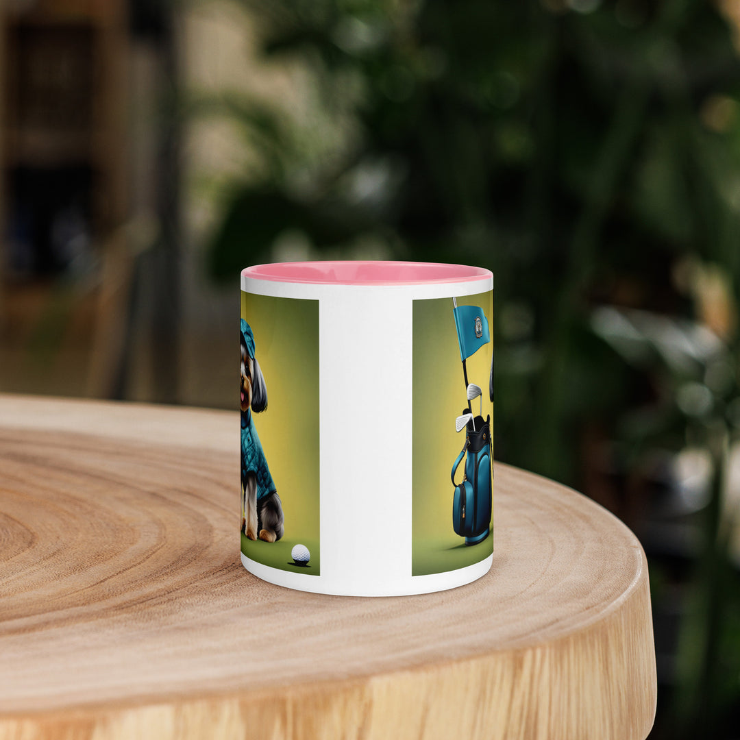 Yorkipoo Golfer- Mug with Color Inside v7