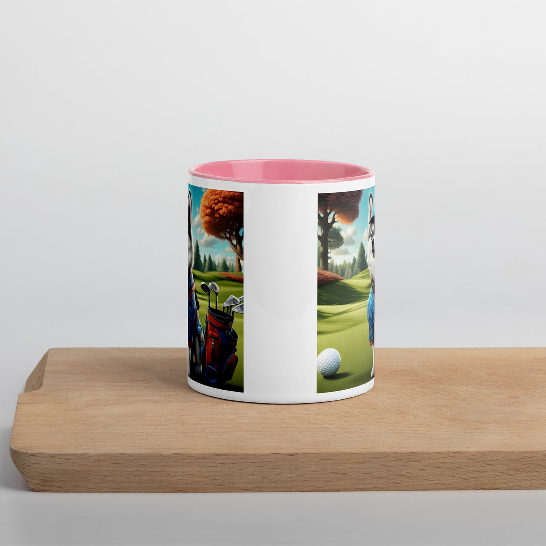 Pomsky Golfer- Mug with Color Inside v5