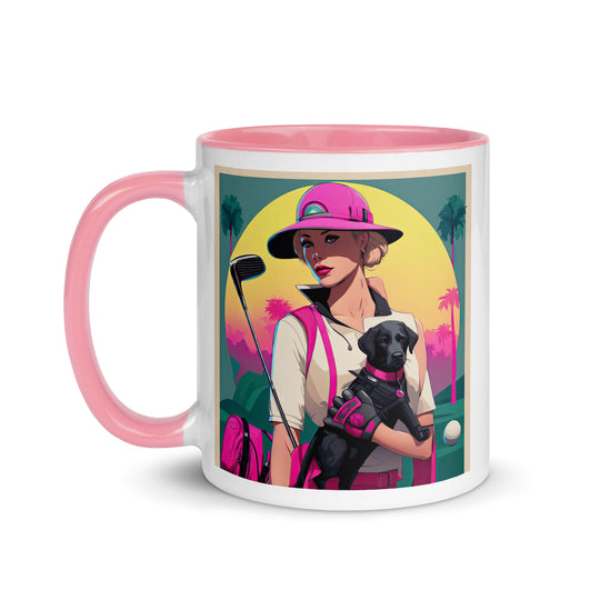 Mug with Color Inside-Labrador Retriever Golfer