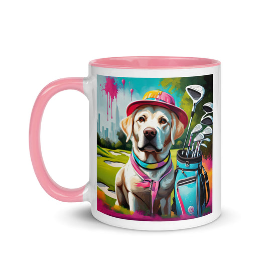 Mug with Color Inside-Labrador Retriever Golfer v9