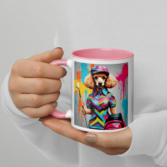 Poodle Golfer- Mug with Color Inside v4