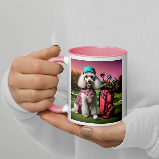 Poodle Golfer- Mug with Color Inside v5