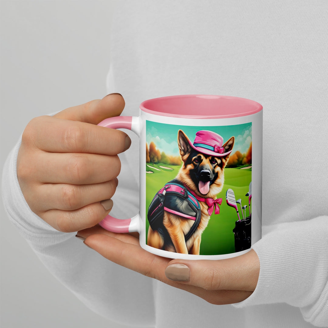 German Shepherd Golfer- Mug with Color Inside V3