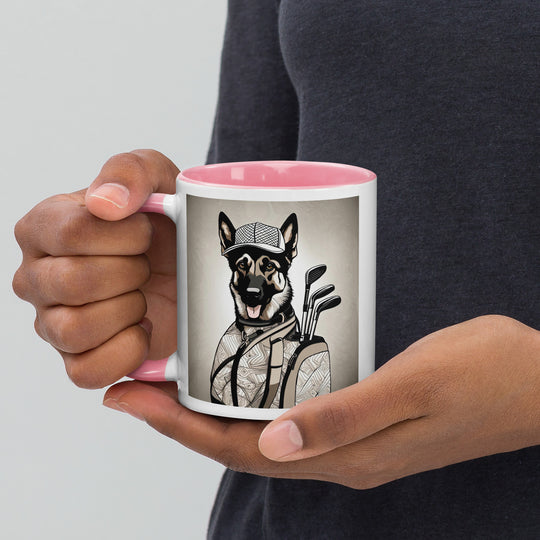 German Shepherd Golfer- Mug with Color Inside V5