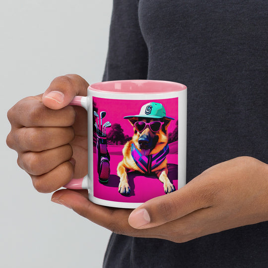 German Shepherd Golfer- Mug with Color Inside V8