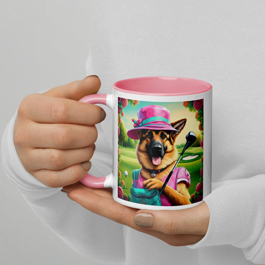 German Shepherd Golfer- Mug with Color Inside V9