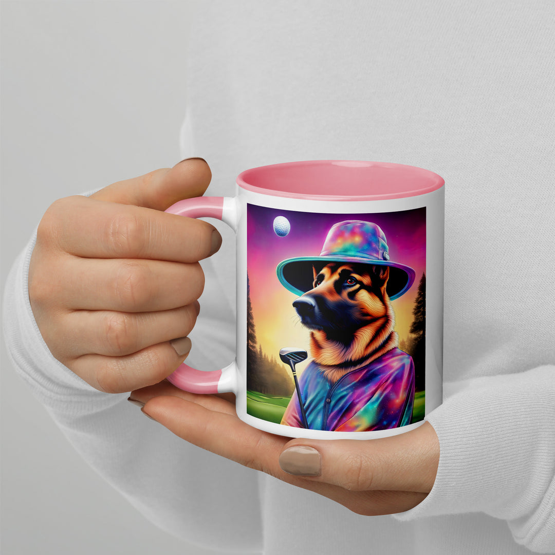 German Shepherd Golfer- Mug with Color Inside V13