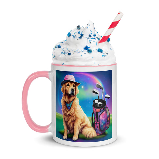 Golden Retriever Golfer- Mug with Color Inside V2