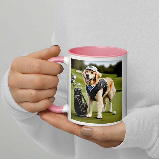 Golden Retriever Golfer- Mug with Color Inside V3