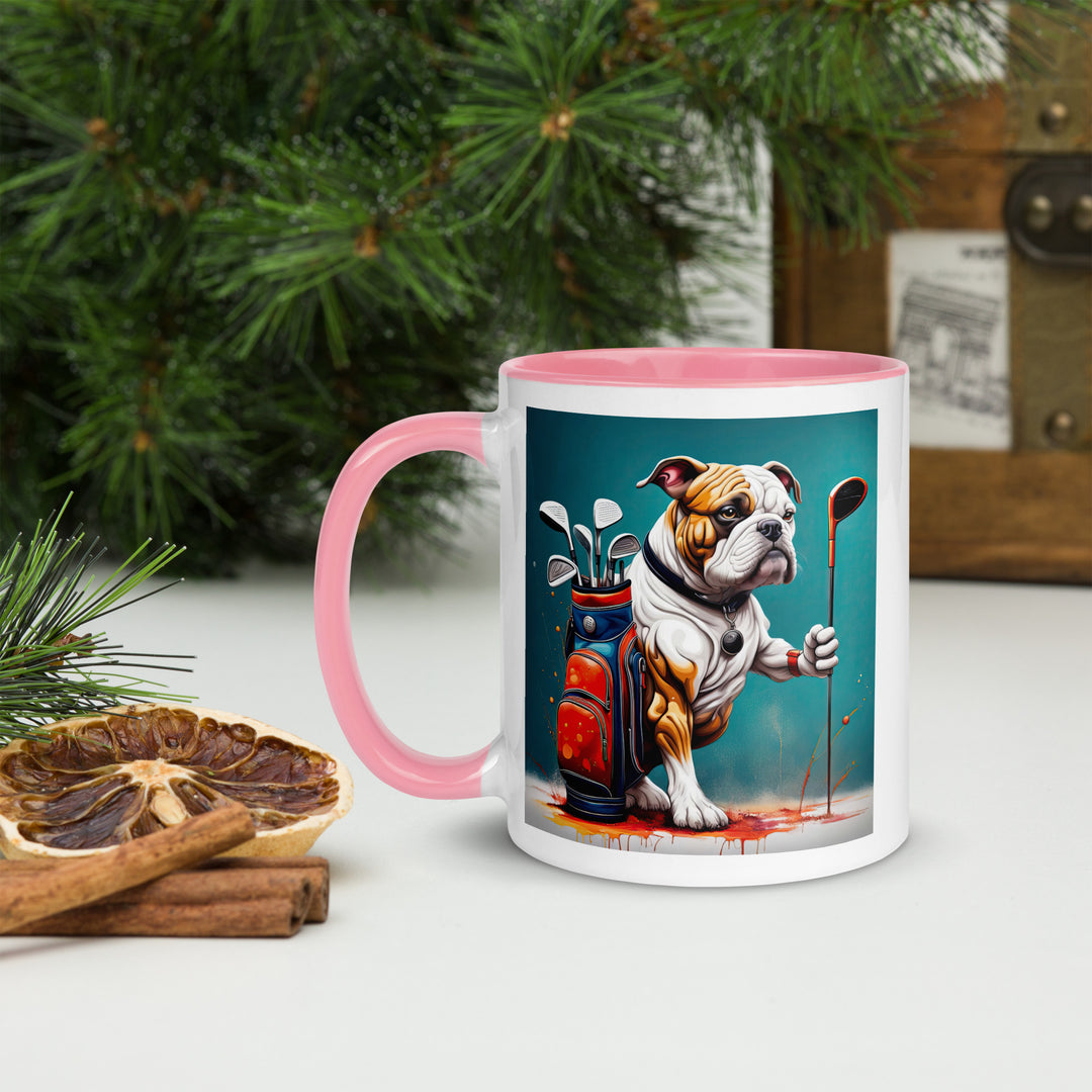 Bulldog Golfer- Mug with Color Inside V4