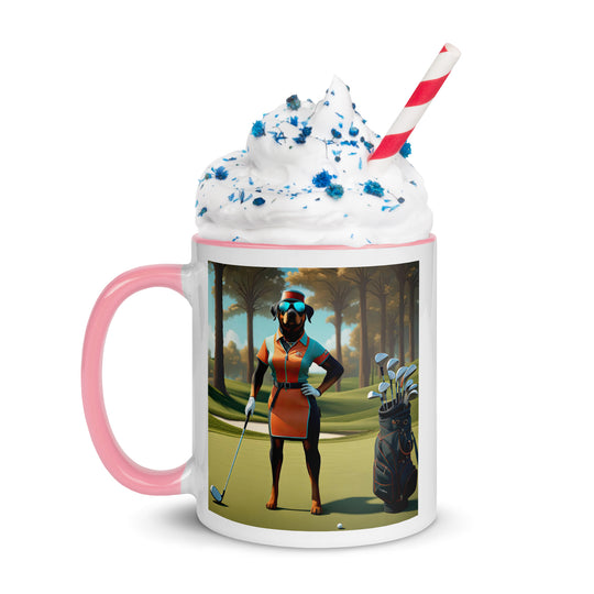 Rottweiler Golfer- Mug with Color Inside v4