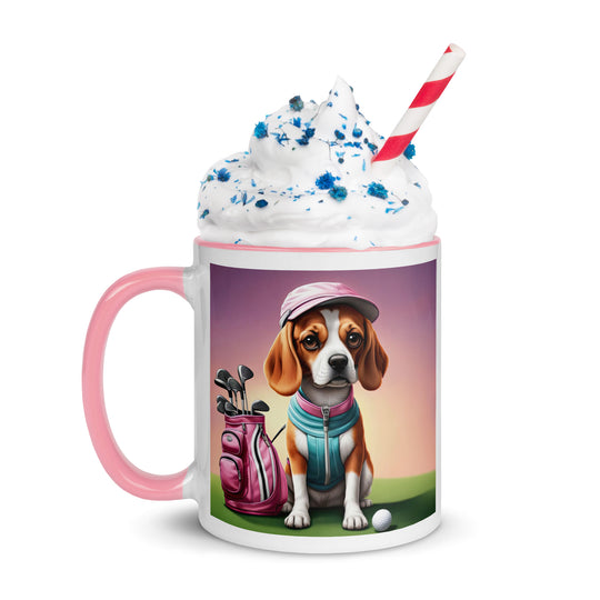 Beagle Golfer- Mug with Color Inside v3