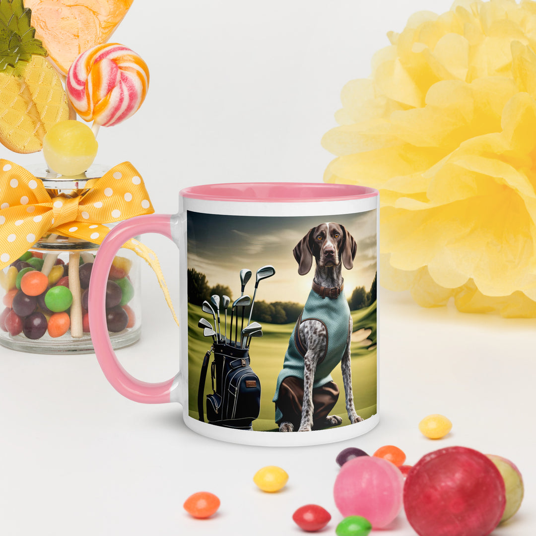 German Shorthaired Pointer Golfer- Mug with Color Inside v2