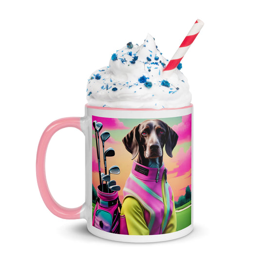 German Shorthaired Pointer Golfer- Mug with Color Inside v3