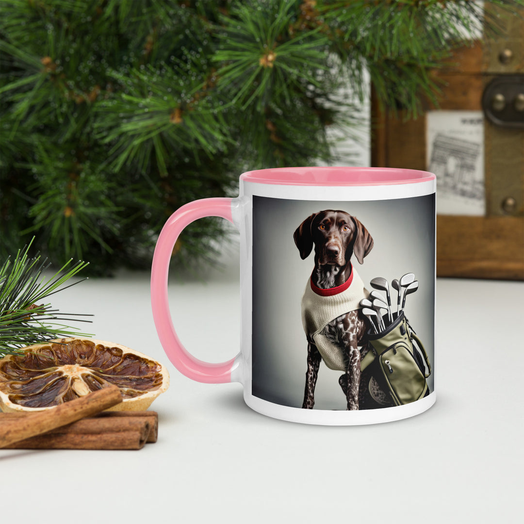 German Shorthaired Pointer Golfer- Mug with Color Inside v4