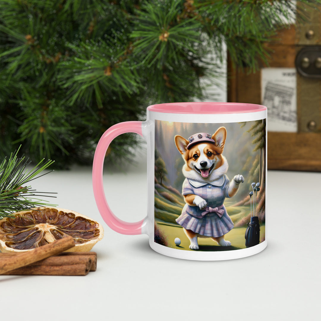 Pembroke Welsh Corgi Golfer- Mug with Color Inside v2