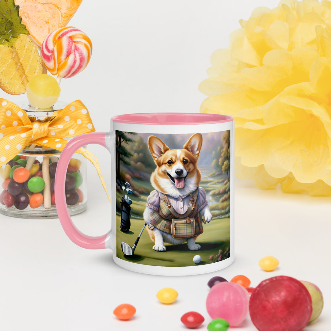 Pembroke Welsh Corgi Golfer- Mug with Color Inside v3