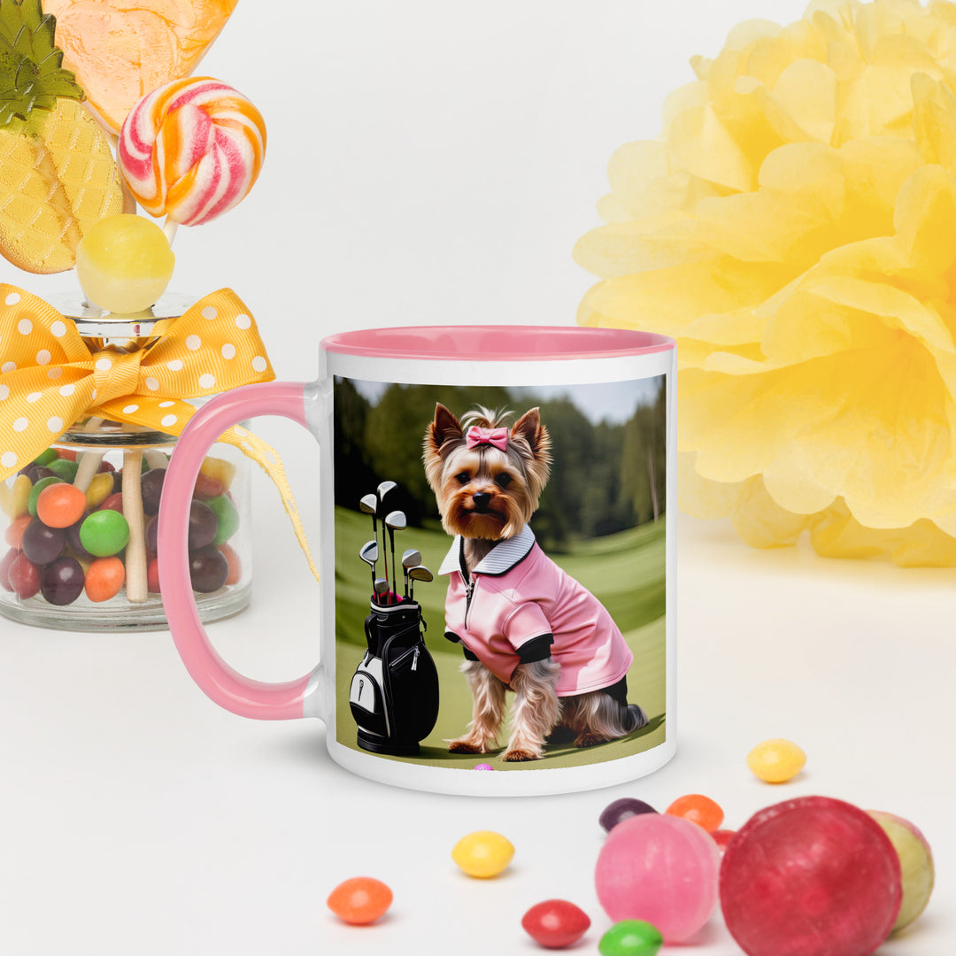 Yorkshire Terrier Golfer- Mug with Color Inside v2