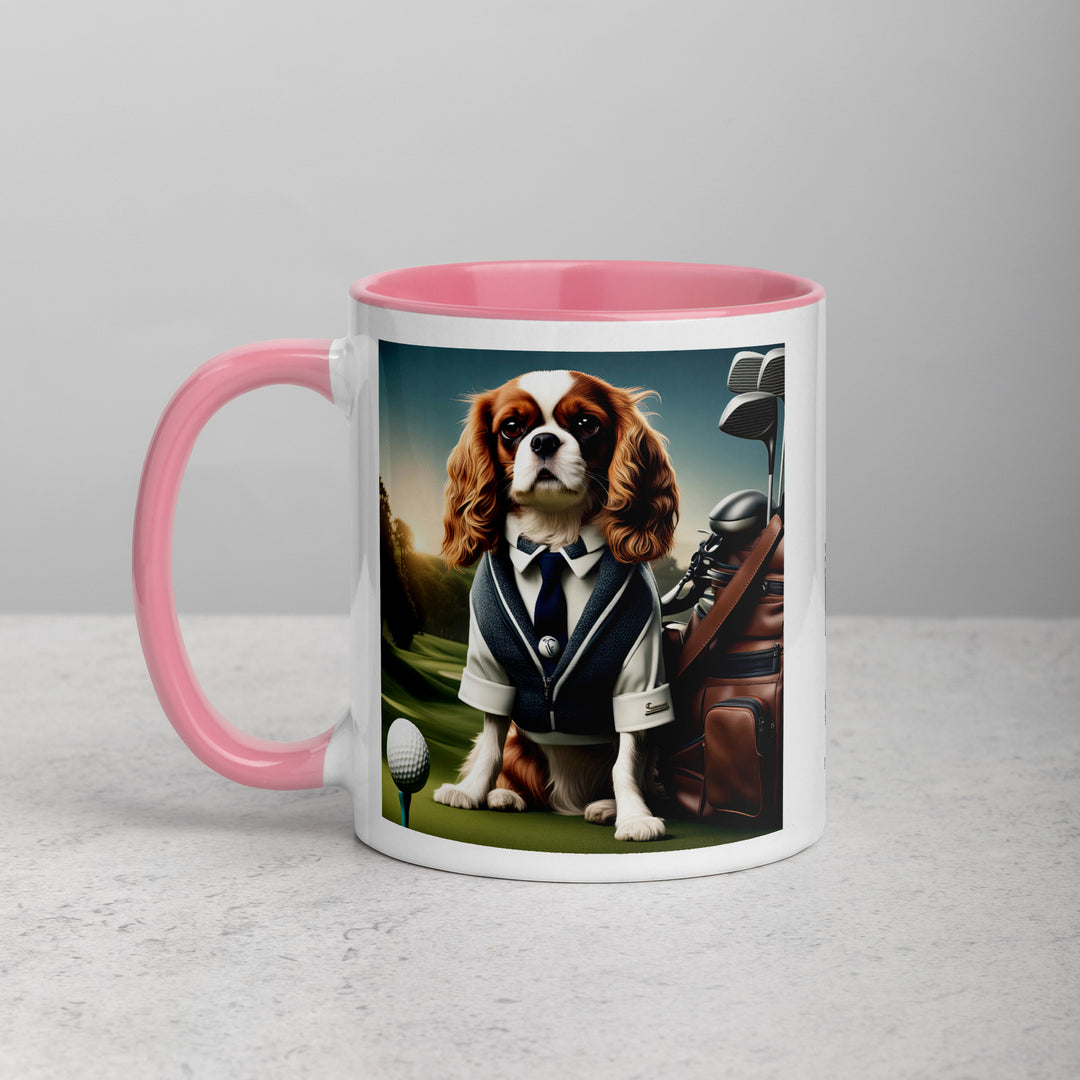 Cavalier King Charles Spaniel Golfer- Mug with Color Inside v3