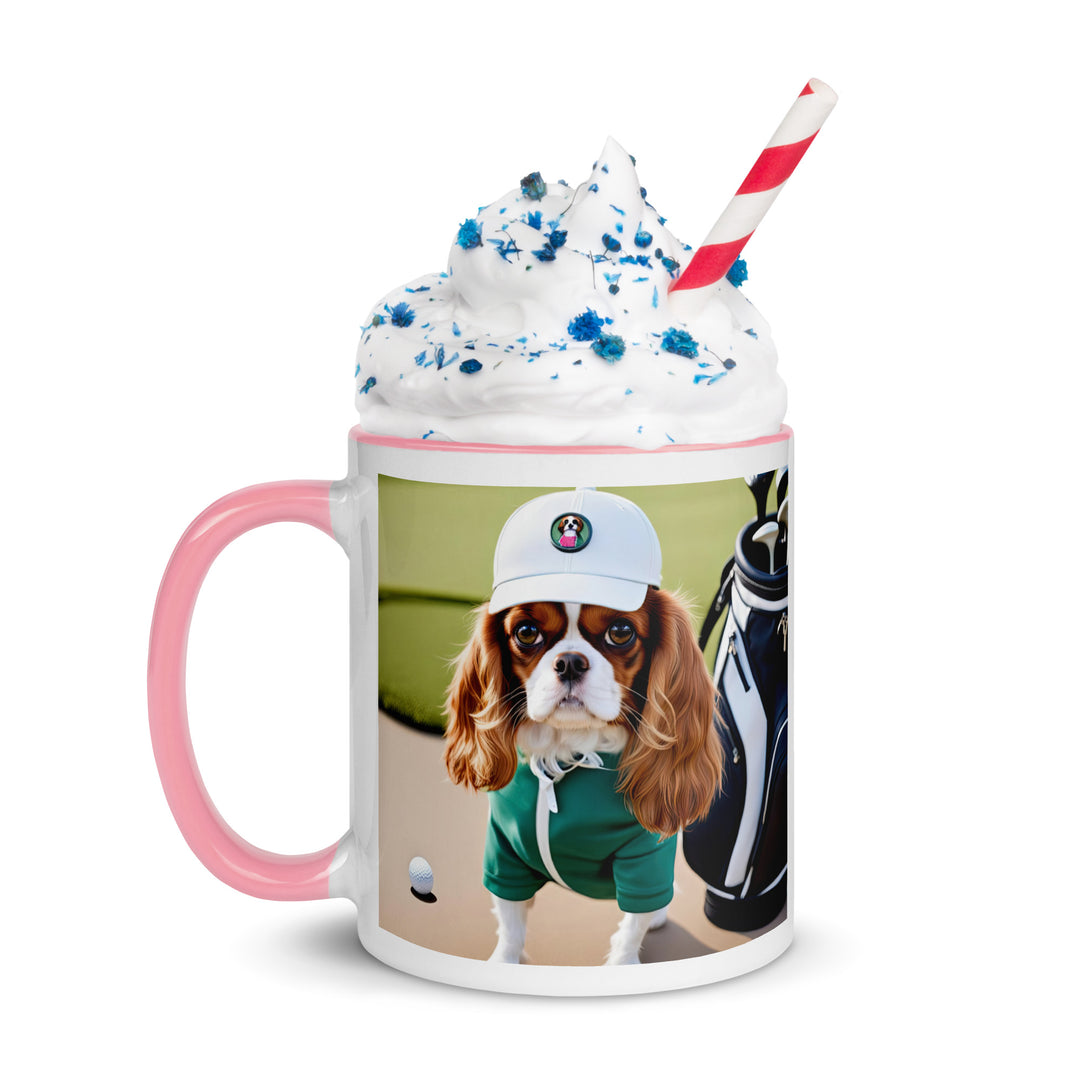 Cavalier King Charles Spaniel Golfer- Mug with Color Inside v4