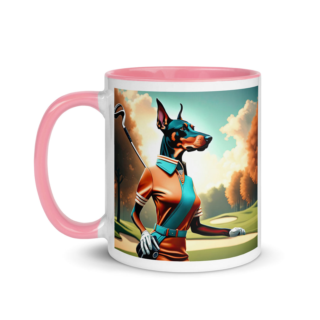 Doberman Pinscher Golfer- Mug with Color Inside