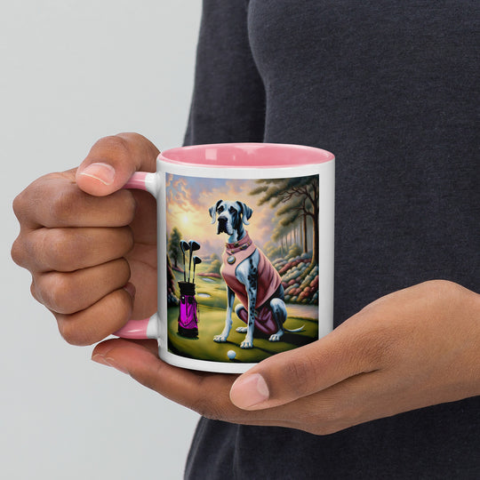 Great Dane Golfer- Mug with Color Inside v4