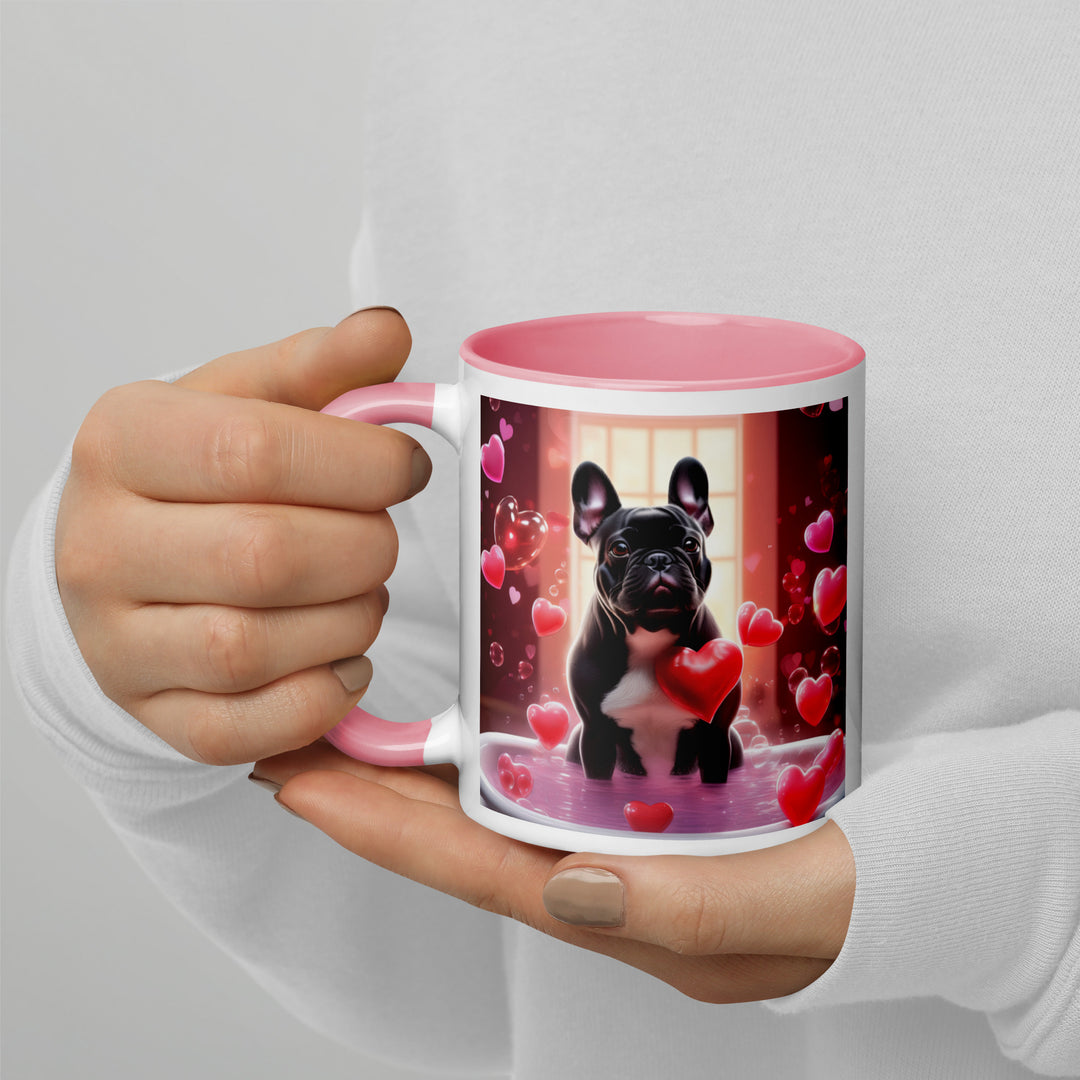 French Bulldog Romantic- Mug with Color Inside v4