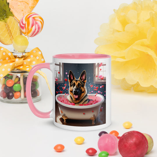 German Shepherd Romantic- Mug with Color Inside v3