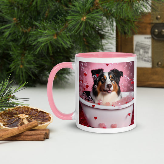 Australian Shepherd Romantic- Mug with Color Inside v2