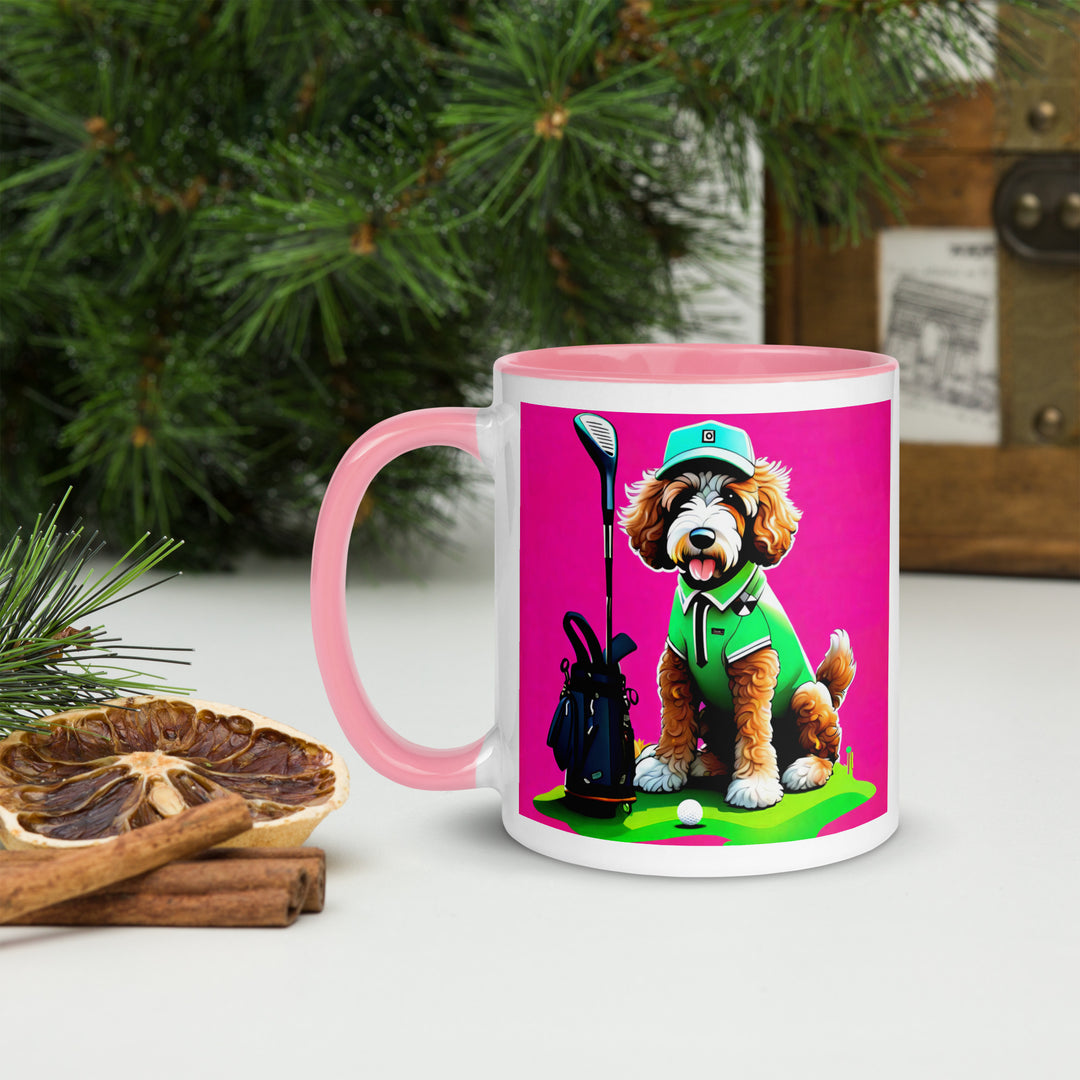 Bernedoodle Golfer- Mug with Color Inside v2