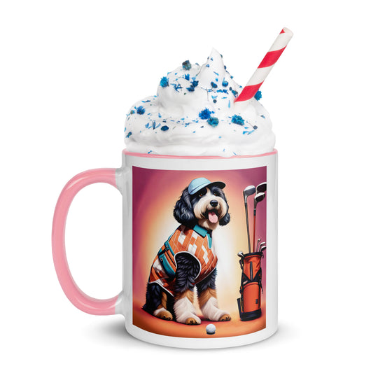 Bernedoodle Golfer- Mug with Color Inside v4