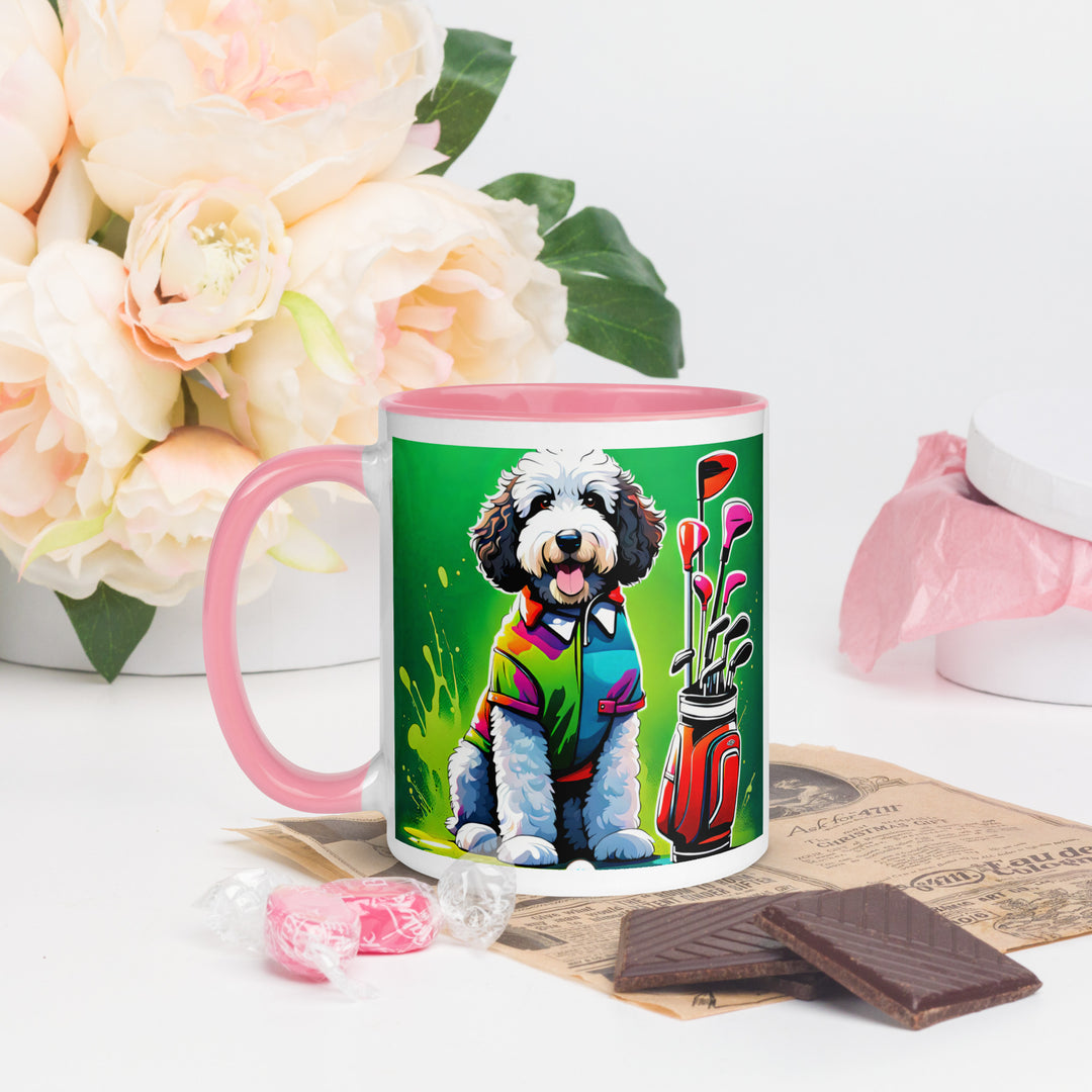 Bernedoodle Golfer- Mug with Color Inside v7