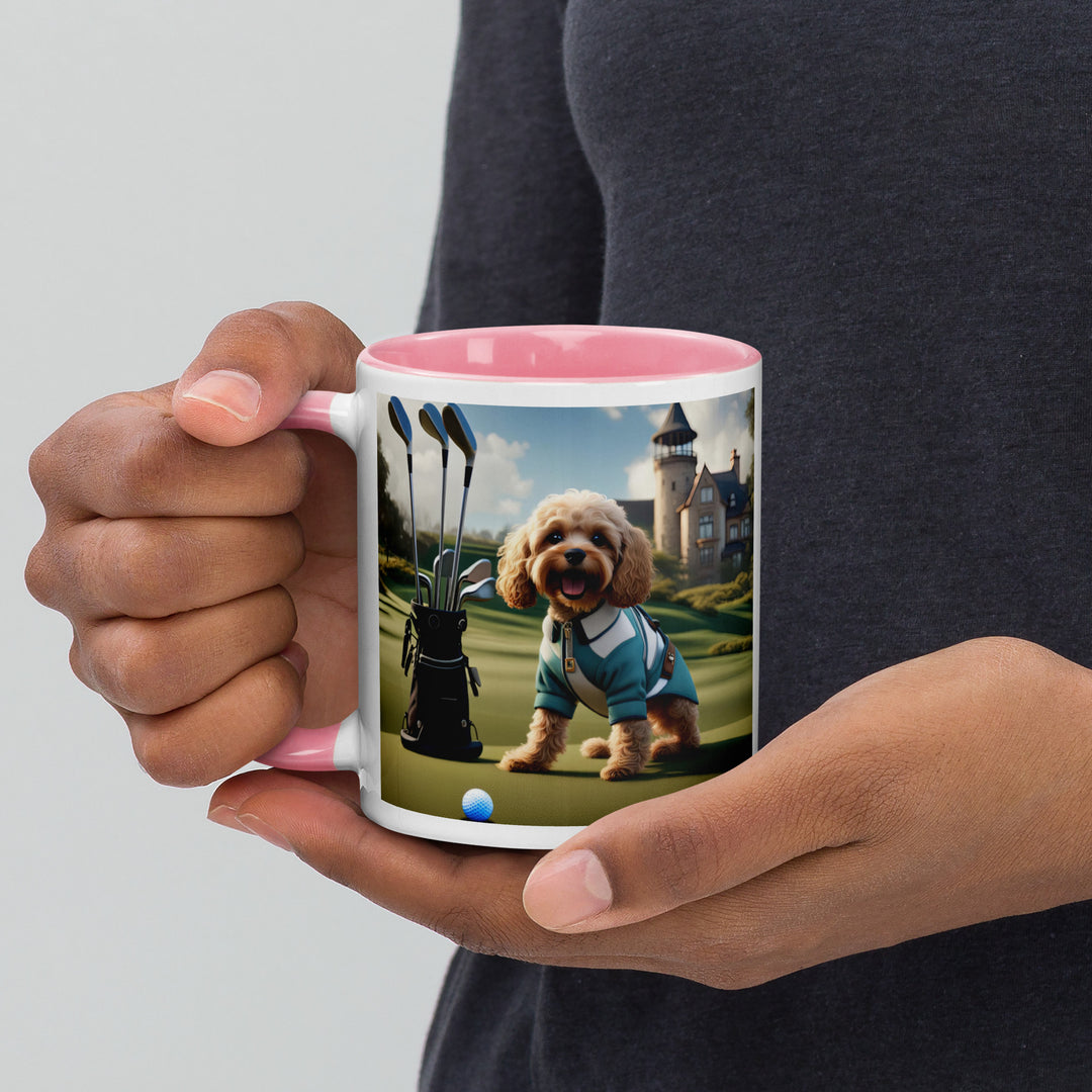 Cavapoo Golfer- Mug with Color Inside v6