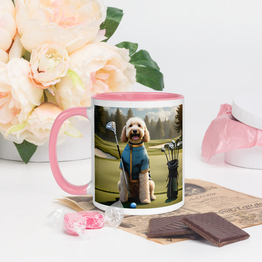 Goldendoodle Golfer- Mug with Color Inside v3