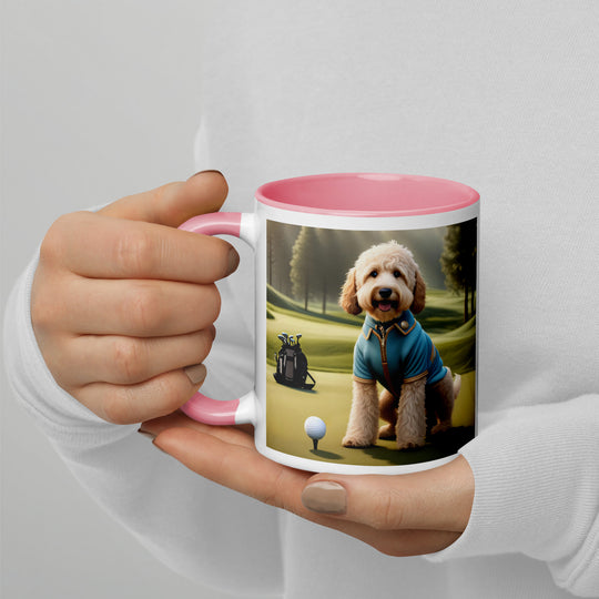 Goldendoodle Golfer- Mug with Color Inside v6