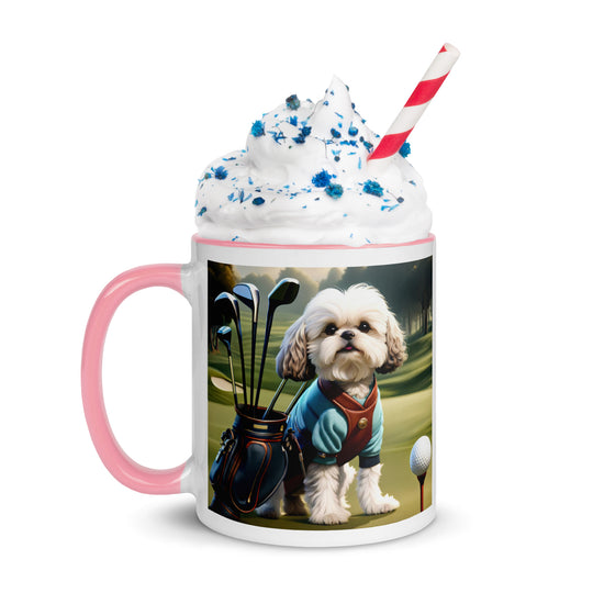 Shih-Poo Golfer- Mug with Color Inside v2