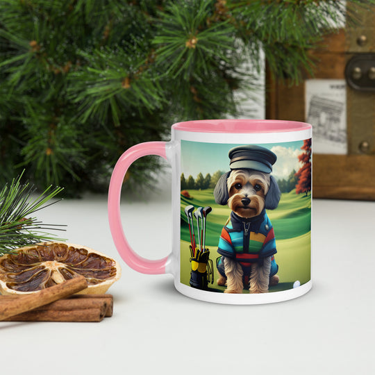 Yorkipoo Golfer- Mug with Color Inside v5