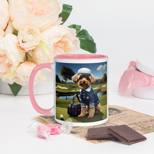 Yorkipoo Golfer- Mug with Color Inside v6