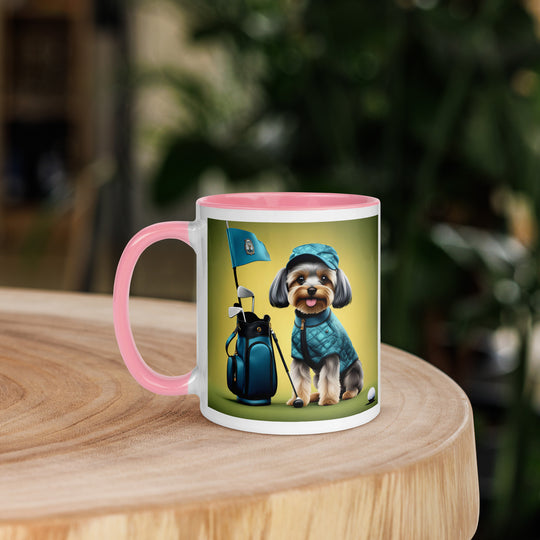 Yorkipoo Golfer- Mug with Color Inside v7