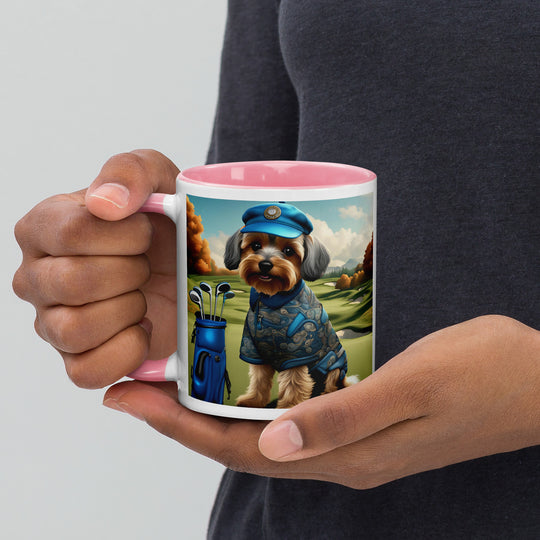 Yorkipoo Golfer- Mug with Color Inside v10